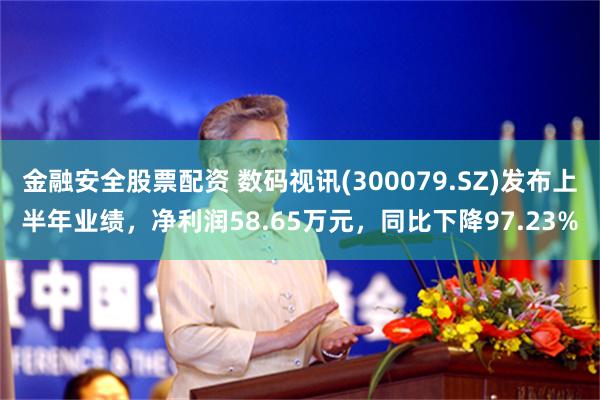 金融安全股票配资 数码视讯(300079.SZ)发布上半年业绩，净利润58.65万元，同比下降97.23%