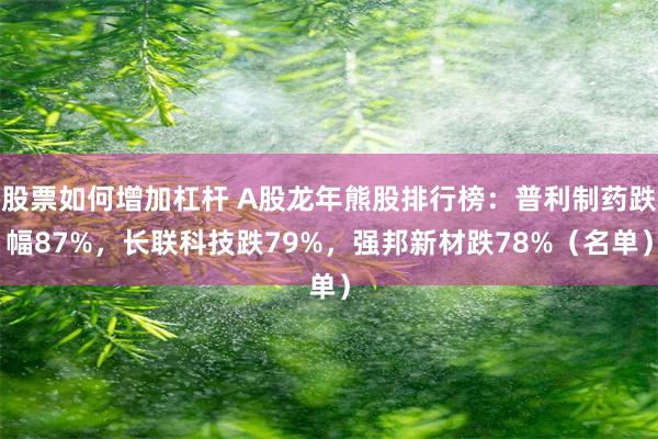 股票如何增加杠杆 A股龙年熊股排行榜：普利制药跌幅87%，长联科技跌79%，强邦新材跌78%（名单）